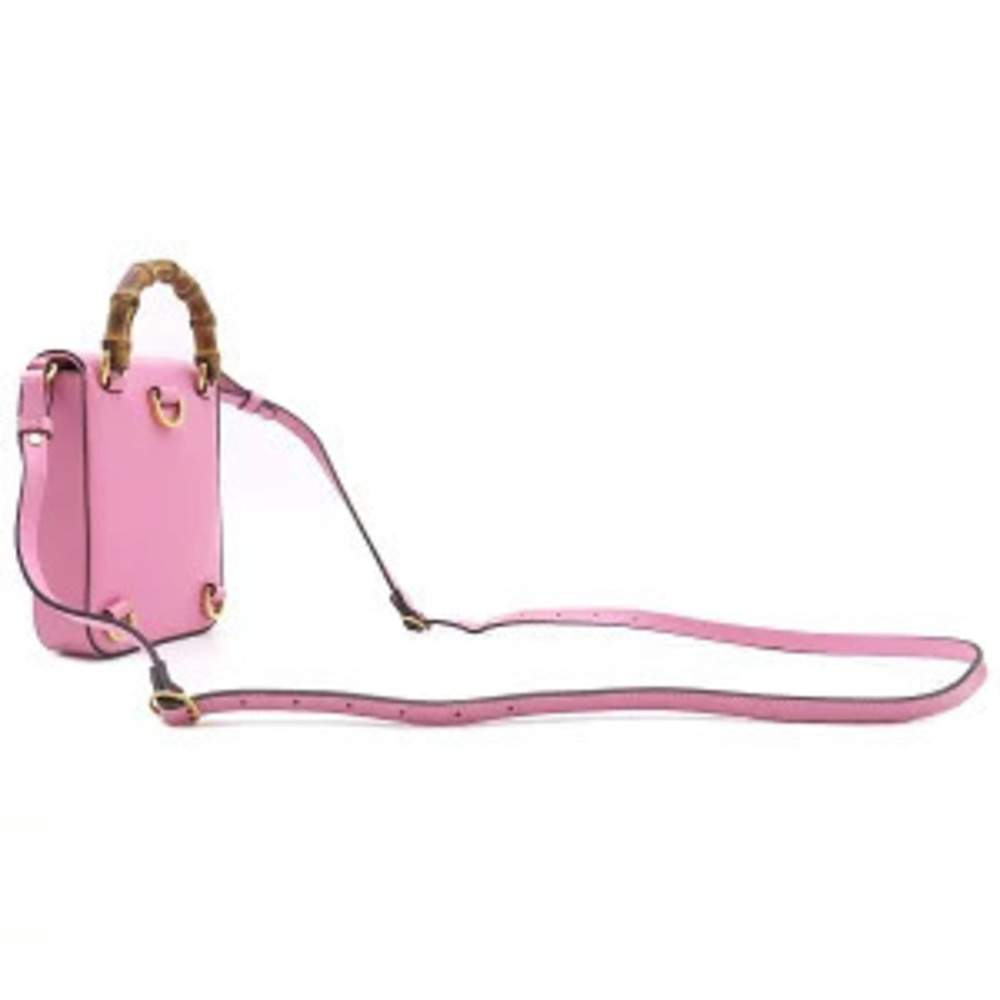 Gucci Pink Bag Shoulder Bamboo Backpack Leather Handbag Pink